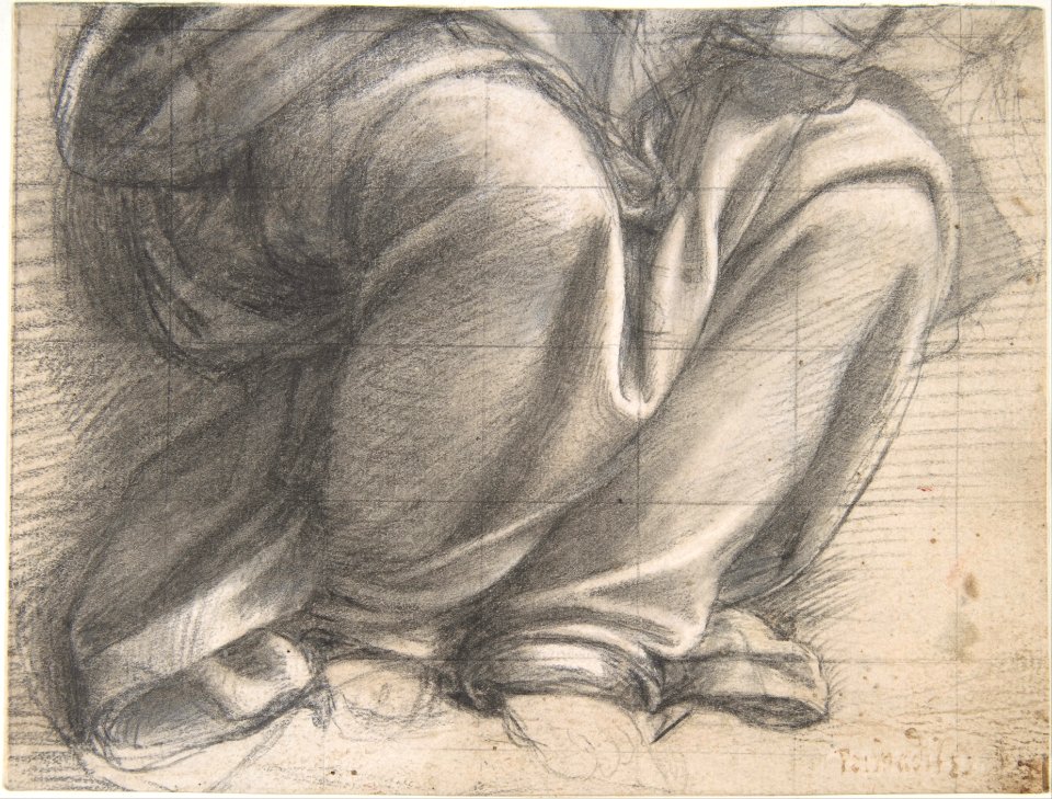 Study of Drapery over the Knees of a Seated Figure. MET DP807846