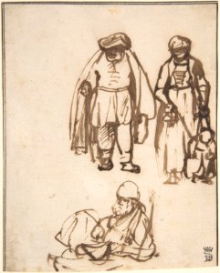 Studies of Two Men and a Woman Teaching a Child to Walk MET DP800469
