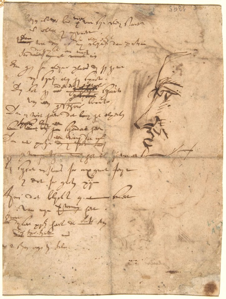 Study of the Christ Child and the Hand of the Madonna. Verso; Profile of a Man MET DP802098