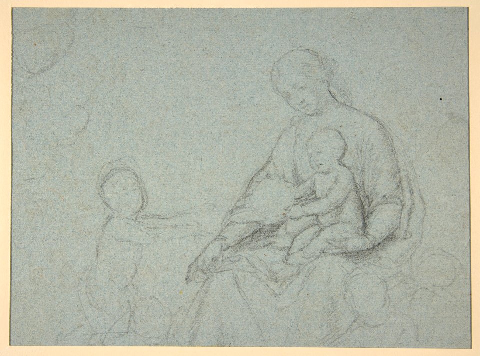 Studies of Two Flying Putti and of Drapery (recto); Seated Virgin and Child, and Kneeling Child (verso) MET DP811532