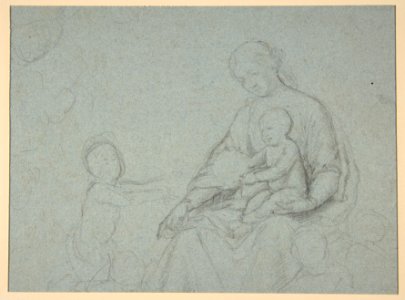 Studies of Two Flying Putti and of Drapery (recto); Seated Virgin and Child, and Kneeling Child (verso) MET DP811532