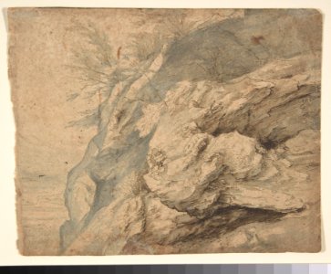 Study of the Side of a Rocky Cliff (recto); Dam on a Mountain Stream (verso) MET DP801536