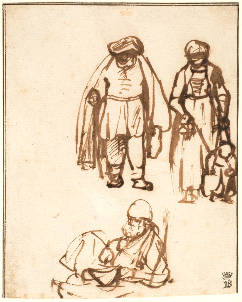 Studies of Two Men and a Woman Teaching a Child to Walk MET DP122672