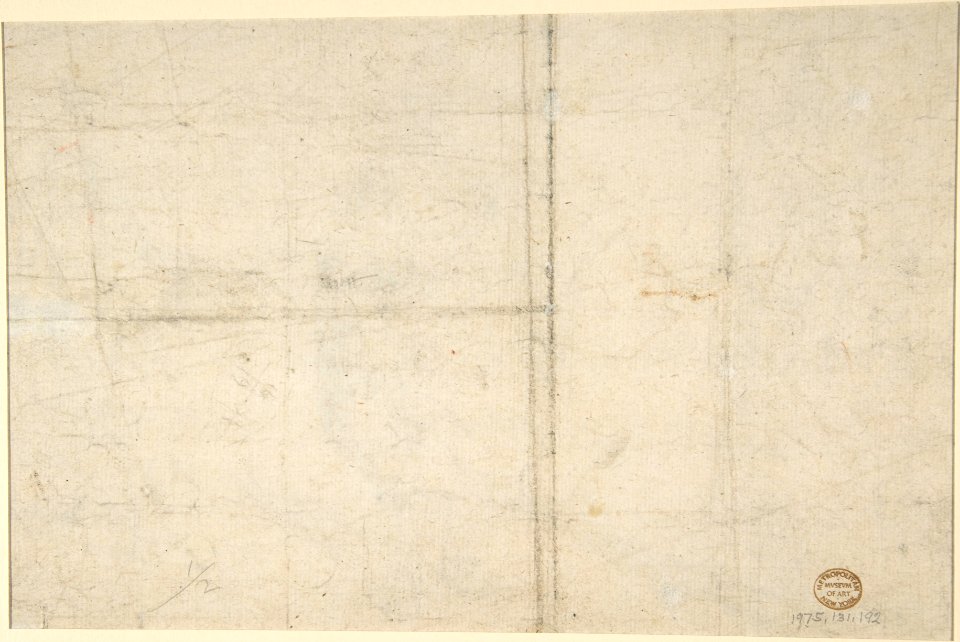 Study of Figures- an Old Man Holding a Hat and Facing Forwards, and a Young Man Holding a Torch and a Hat, seen from both the Front and Left Sides; Verso- Study of a Head MET DP802382