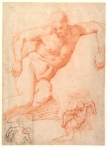 Studies of the Dead Christ supported by an Angel, with subsidiary studies for the same composition MET DP824383