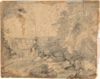 Study of the Side of a Rocky Cliff (recto); Dam on a Mountain Stream (verso) MET DP801537