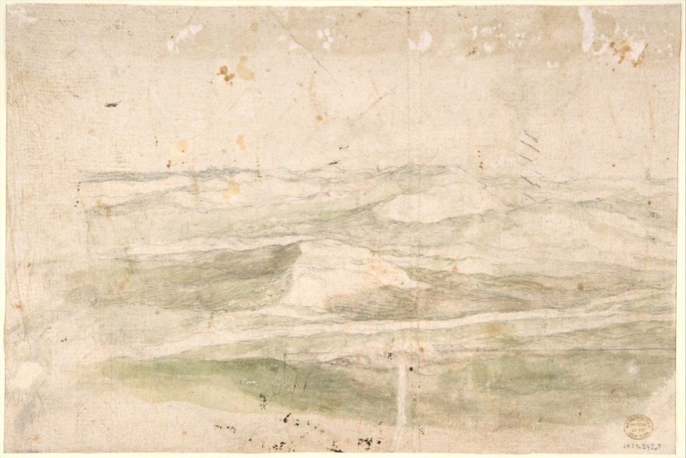 Studies of Two Pollard Willows; Verso- Wide Landscape Prospect MET DP801126
