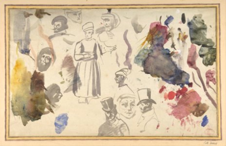 Studies of male heads and a standing male figure MET DP805849
