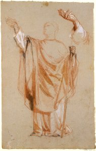 Study for Saint Remi (middle register); verso- Study for Remi's Raised Arm (studies for wall paintings in the Chapel of Saint Remi, Sainte-Clotilde, Paris, 1858) MET DT6092