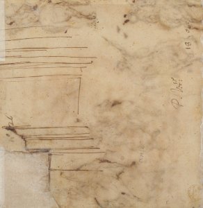 Studies of Horsemen and Study of a Figure for a Deposition (recto); Sketch for an Entablature (verso) MET 59.79.2 VERSO