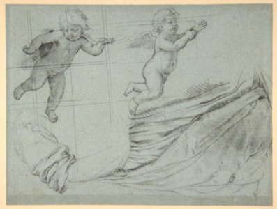 Studies of Two Flying Putti and of Drapery (recto); Seated Virgin and Child, and Kneeling Child (verso) MET DP811531