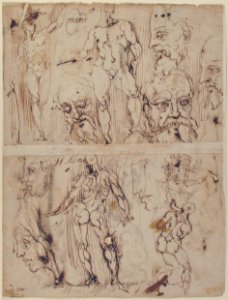 Studies of Nudes and Human Heads (recto and on the verso). MET 54.573.10 RECTO