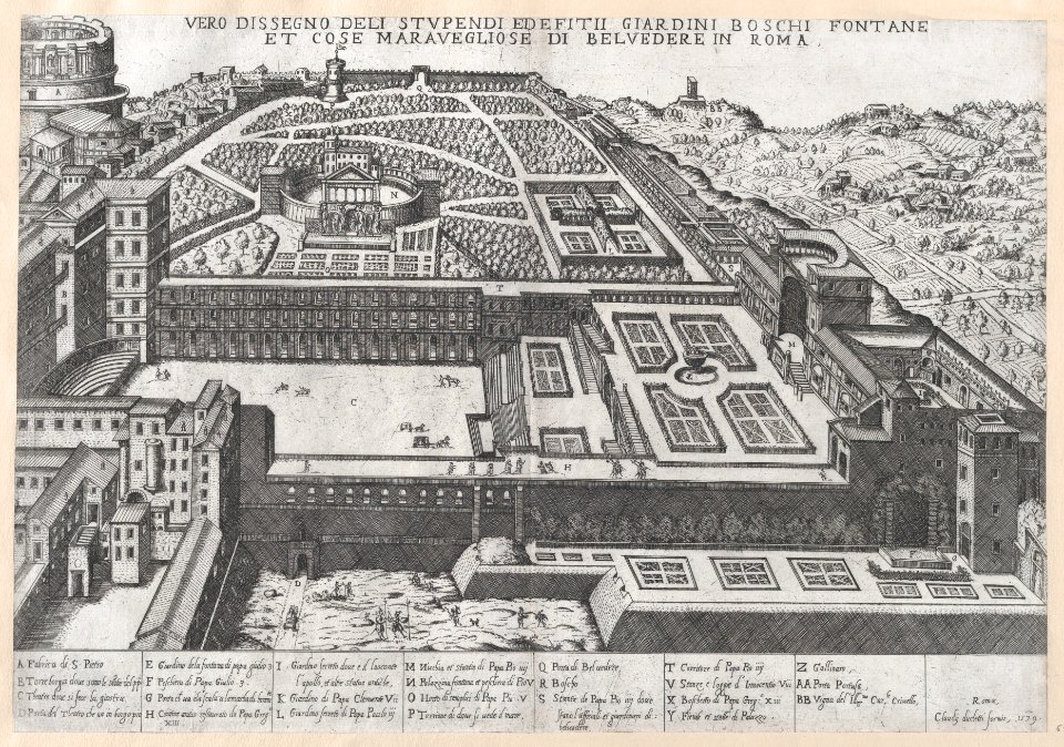 Speculum Romanae Magnificentiae- Aerial View of the Belvedere and its Gardens MET DP870772