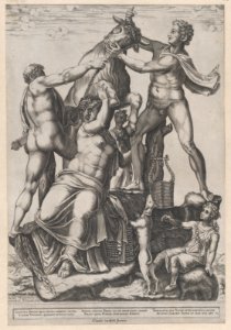 Speculum Romanae Magnificentiae- Amphion and Zethus Tying Dirce to a Wild Bull -The Farnese Bull- MET DP870232