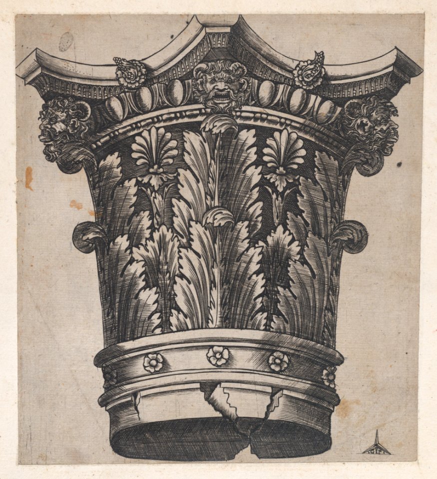 Speculum Romanae Magnificentiae- Capital with heads and masks MET DP870191