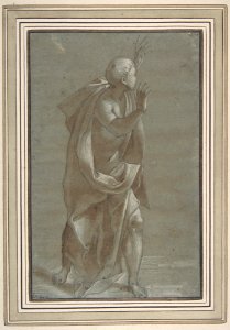 Standing Male Draped Figure With His Hands Raised. MET DP810372