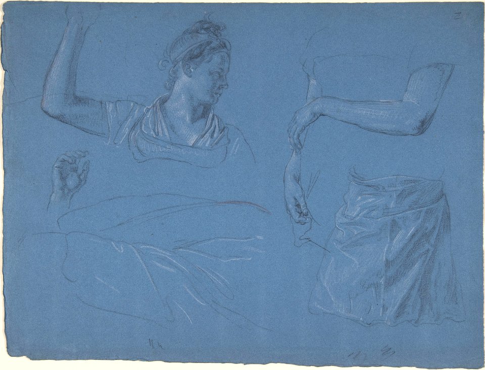 Studies of a woman, her hands and arms and drapery MET DP804047