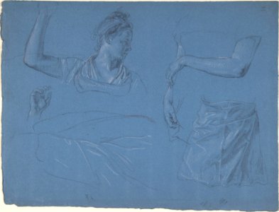 Studies of a woman, her hands and arms and drapery MET DP804047
