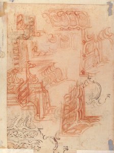 Studies of Architectural Moldings, of the Virgin and Child with a Kneeling Saint, and of Two Angels Supporting Frames (recto); Studies for Architectural Mouldings (verso) MET 66.35 VERSO