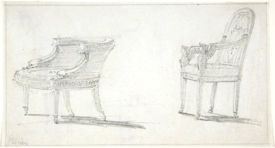 Studies for Two Armchairs (recto); sketches for Three Chairs and Parts of a Fourth (verso) MET DP807899