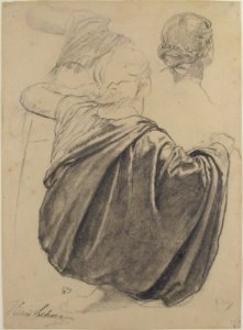 Studies of a Draped Female Figure, Kneeling, Seen from the Back, for the East Transept of the Chruch of Sainte-Clothilde, Paris MET 1998.406.1