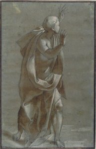 Standing Male Draped Figure With His Hands Raised. MET 2004.292