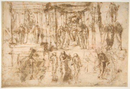 Studies for an Altarpiece with the Virgin Enthroned, Attended by Four Saints (recto); Various Figure Studies, Some Possibly for a Deposition of Christ (verso) MET DP811256