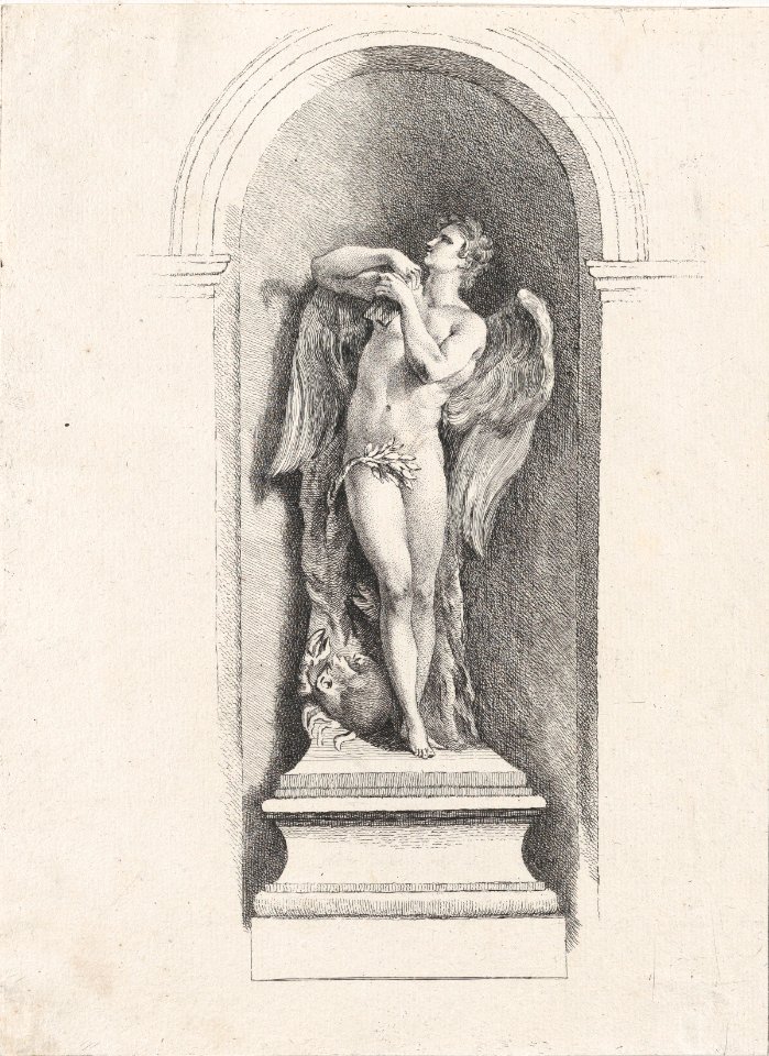 Standing male angel looking up and holding a flute; after Fontaine des Quatre-Saisons (Paris) MET DP876440