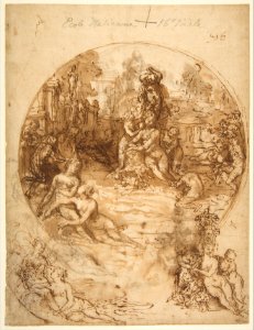 Studies for a Circular Composition of Diana and Her Nymphs Bathing (recto); Studies for the Same Composition (verso) MET DP812242