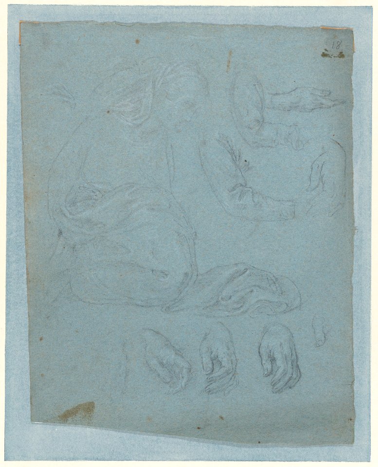 Studies for the Virgin and Saints in the Nativity (interior of shutter of the organ in Milan Cathedral) MET DP876549