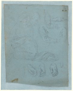 Studies for the Virgin and Saints in the Nativity (interior of shutter of the organ in Milan Cathedral) MET DP876549
