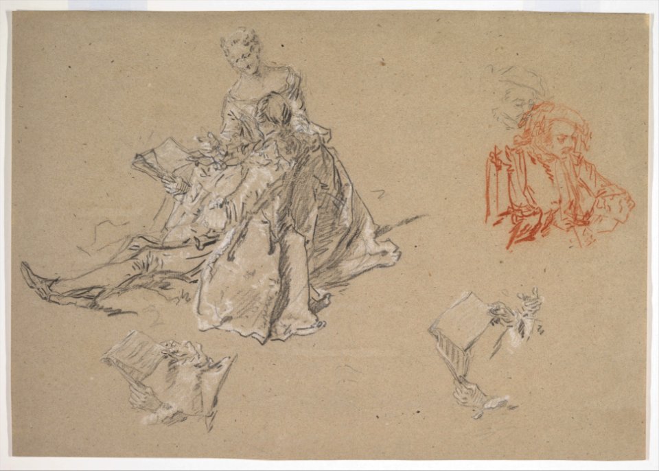 Studies of a Couple Seated on the Ground, Looking at a Songbook MET DP821835