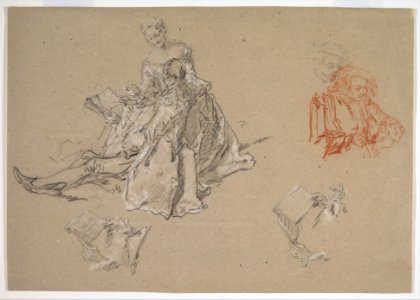 Studies of a Couple Seated on the Ground, Looking at a Songbook MET DP821835