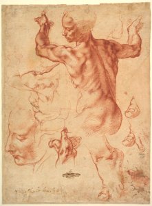 Studies for the Libyan Sibyl (recto); Studies for the Libyan Sibyl and a small Sketch for a Seated Figure (verso) MET DP826907