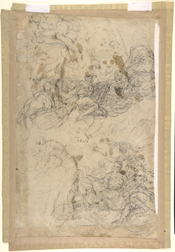 Studies for Four Figures (recto); Composition Sketches for Groupings of Figures on Clouds (verso) MET DP801495