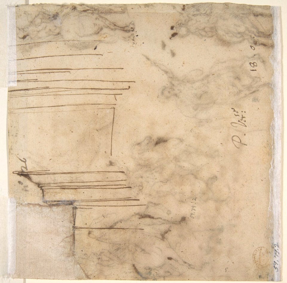 Studies of Horsemen and Study of a Figure for a Deposition (recto); Sketch for an Entablature (verso) MET DP810943