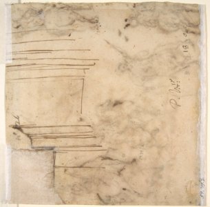 Studies of Horsemen and Study of a Figure for a Deposition (recto); Sketch for an Entablature (verso) MET DP810943
