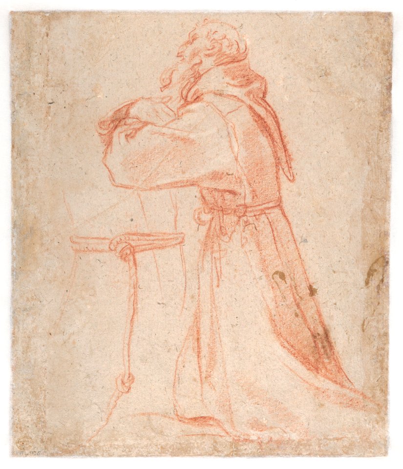 Studies for a Figure of Saint Francis Kneeling in a Three-Quarter View and for His Hands (recto); Studies for a Figure of Saint Francis Kneeling in Profile (verso) MET DP868316