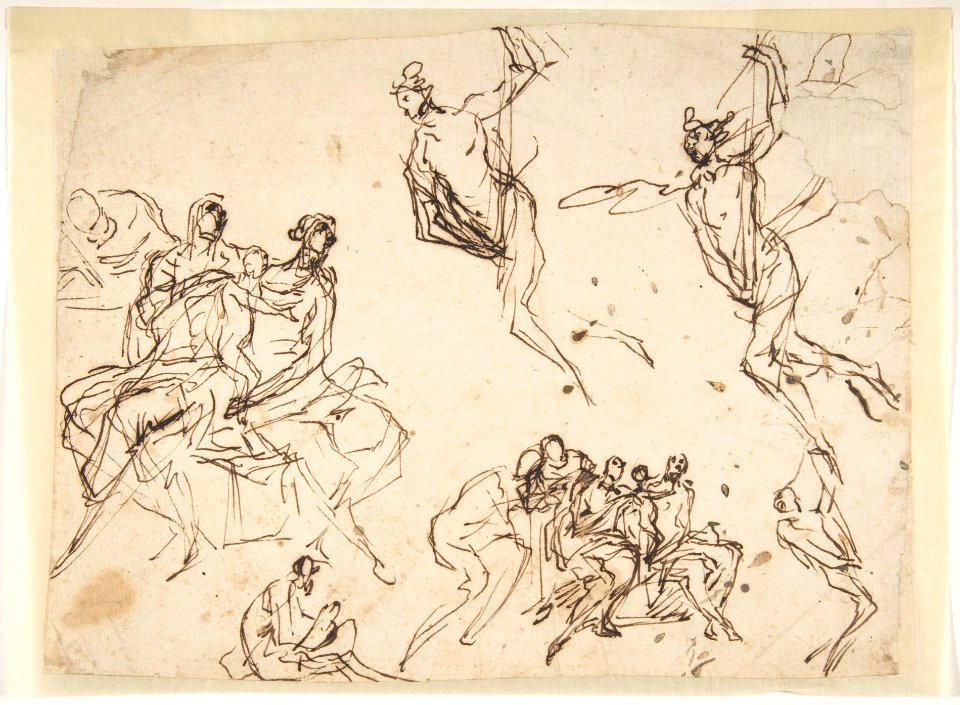 Studies of a Group of Seated Figures and of a Flying Figure MET DP809919