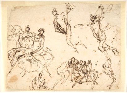 Studies of a Group of Seated Figures and of a Flying Figure MET DP809919