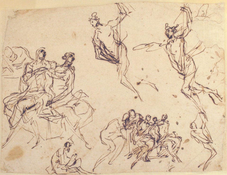 Studies of a Group of Seated Figures and of a Flying Figure MET 17.236.9
