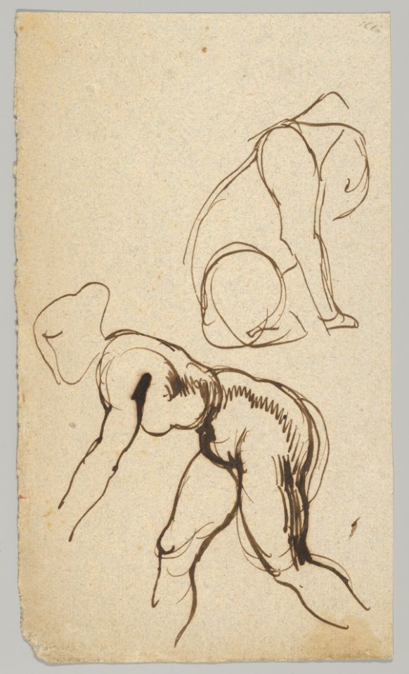 Studies of a Lion and a Female Nude (recto); Figure Studies (verso) MET DP836165