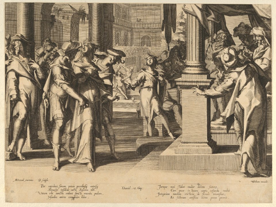 Susanna before Daniel, from Thronus Justitiae, tredecim pulcherrimus tabulis..., plate 3 MET DP836858
