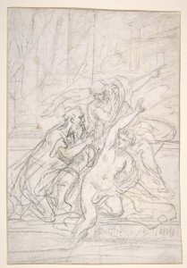 Susanna and the Elders (recto); Architectural design and other scribbles (verso) MET DP811082