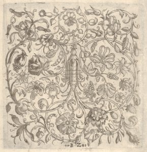 Square Panel with Vegetal Scrollwork, Flowers and Fruits MET DP831509