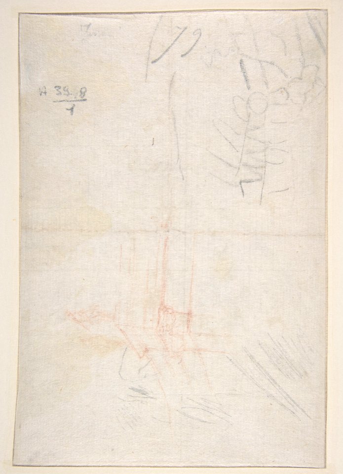 Susanna and the Elders (recto); Architectural design and other scribbles (verso) MET DP811083