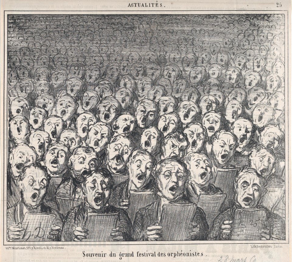 Souvenir du grand festival des orphéonistes, from Actualités, published in Le Charivari, March 28, 1859 MET DP876830