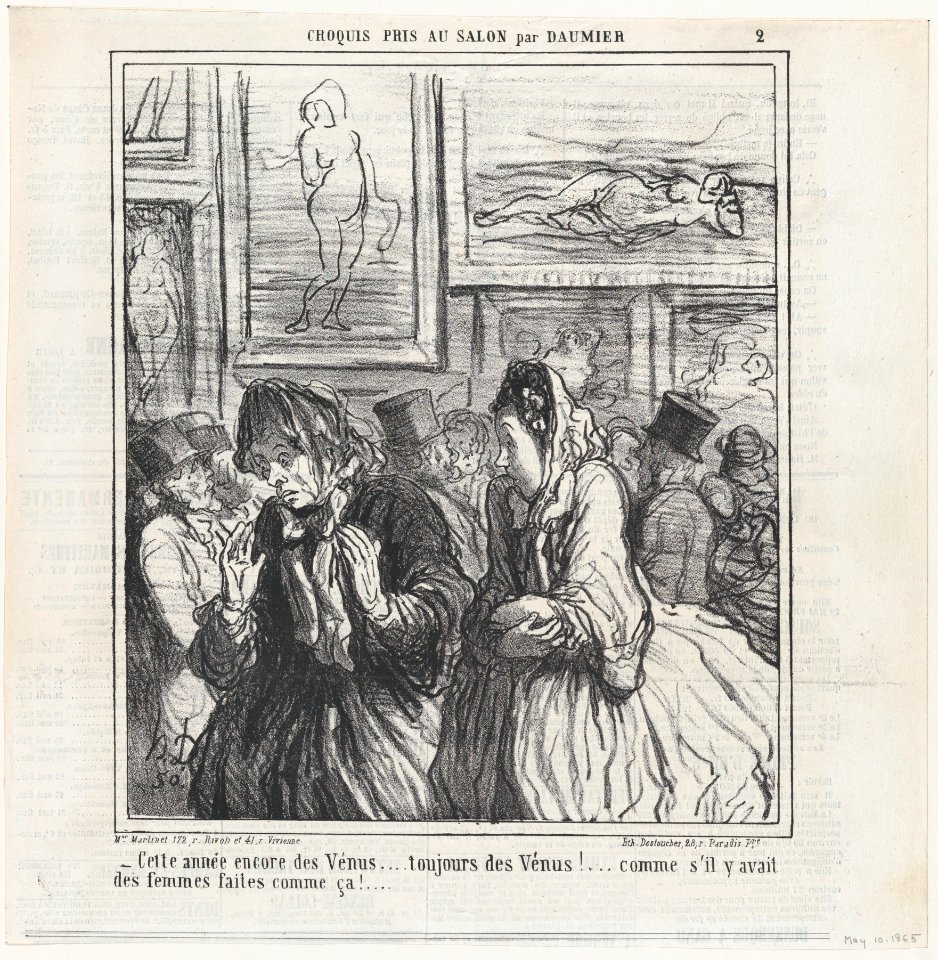 Still more Venuses this year... always Venuses!... as if there were any women built like that!, from 'Sketches from the Salon,' published in Le Charivari, May 10, 1865 MET DP877372