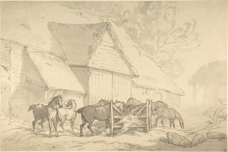 Stable Yard with Horses MET DP805916