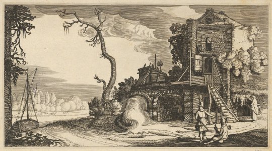 Square Tower Used as Inn near a River from the series Landscapes MET DP837792 ff